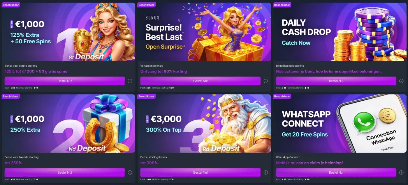 BravoPlay Casino Promoties & Bonussen