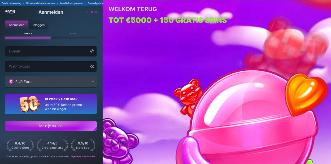 BravoPlay Casino Registratie & Inloggen